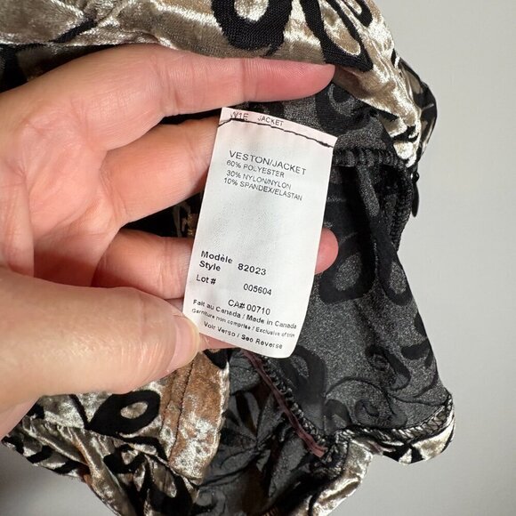 Joseph Ribkoff taupe velvet floral patterned jacket - Picture 4 of 5